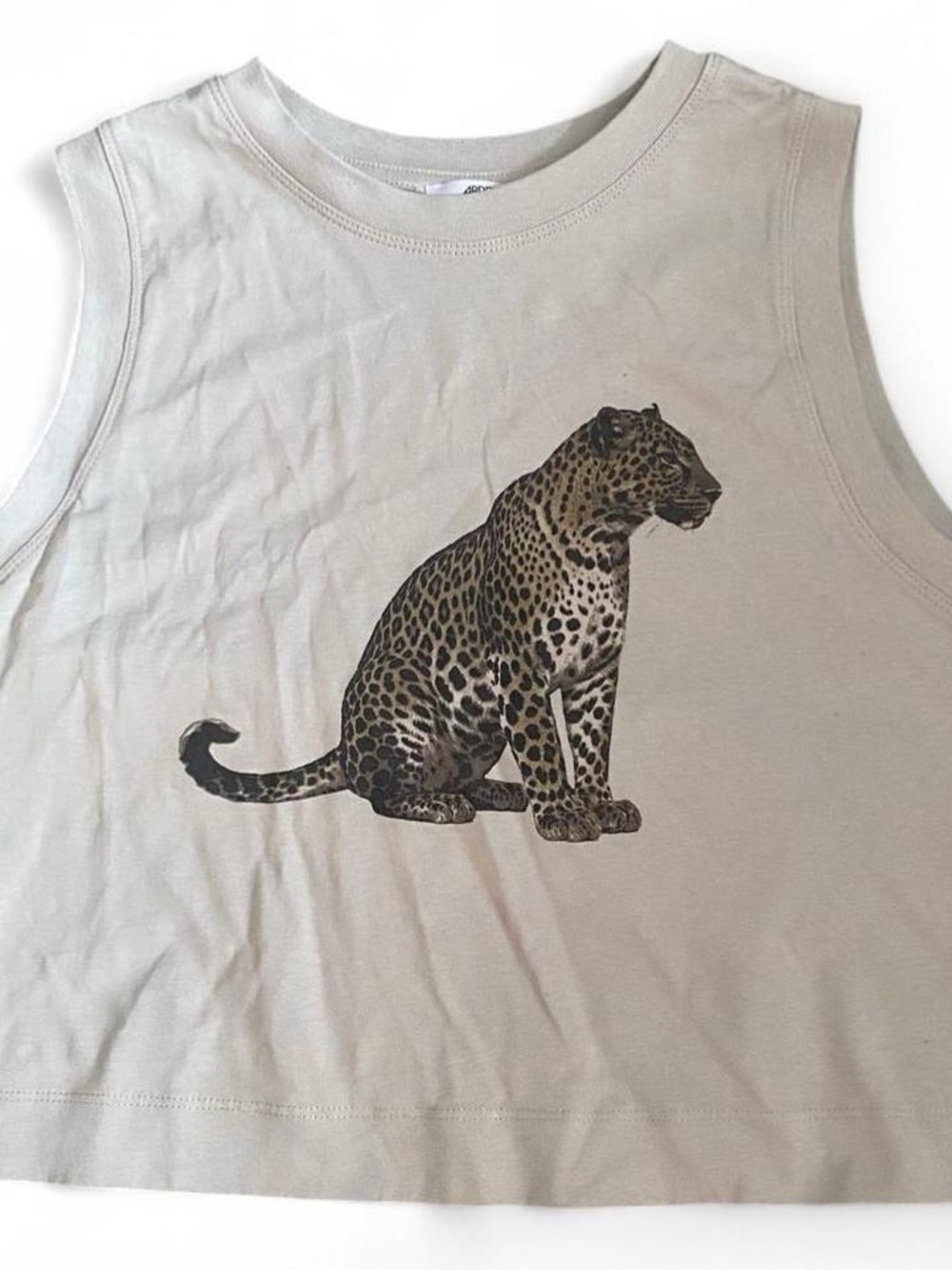 Leopard print cropped muscle tank top Size S